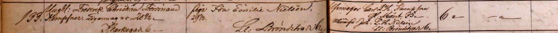 Udsnit af kirkebog, Vielse af Ida Emilie Nielsen og Frederik Christian Ferdinand Kempfner